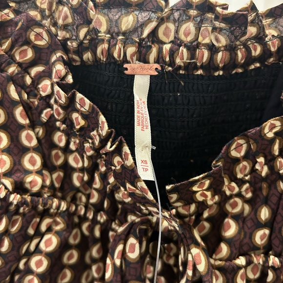 Free People Star Dip Tiered Smocked Button Front Cotton Dress - Picture 7 of 8